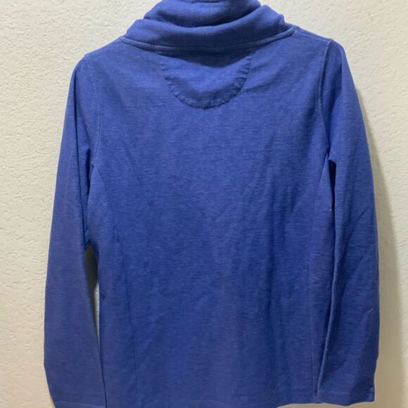 Orvis Women's Pullover Blue Cowl Neck Drawstring Oversize Long Sleeve Top - Picture 6 of 7